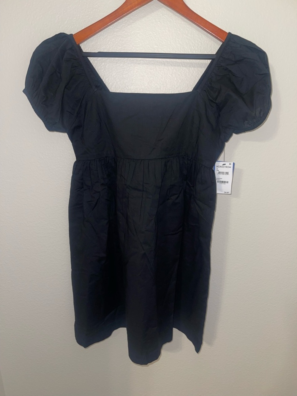 Abound Black Square-Neck Puff Sleeve Tunic Dress
